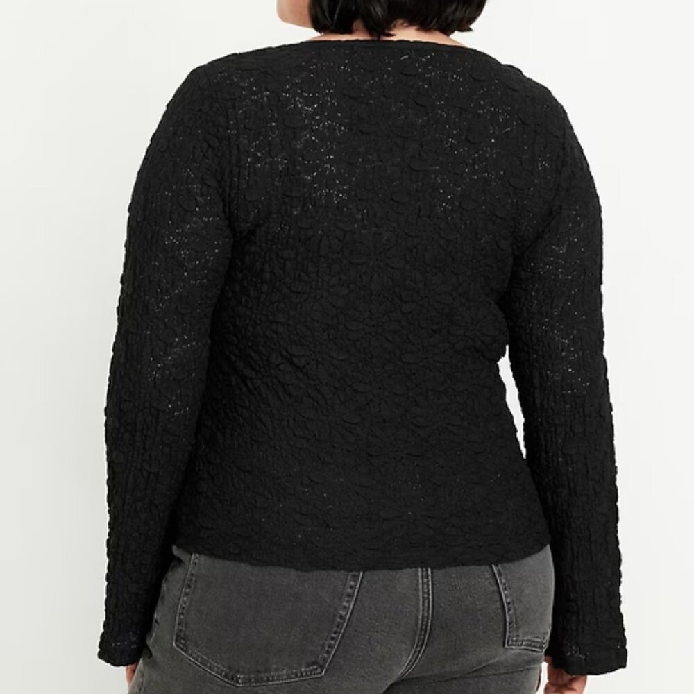 Textured Lace Scoop-Neck Top Black XL NWT - Picture 2 of 5